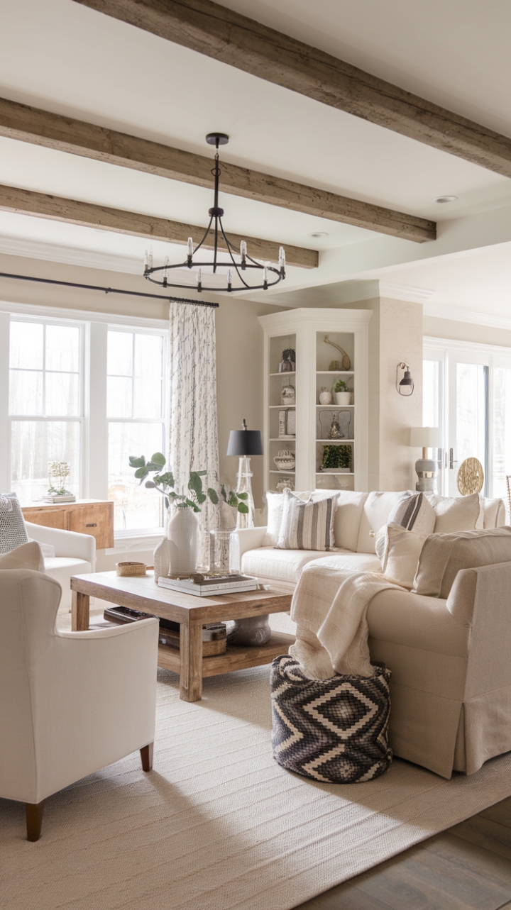 Modern Farmhouse Living Room: Rustic Charm Meets Contemporary Comfort