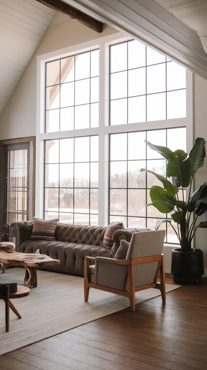 Rustic Charm Meets Modern Comfort in a Bright Farmhouse Lounge