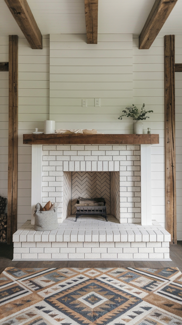 Rustic Charm with White Brick and Wooden Accents