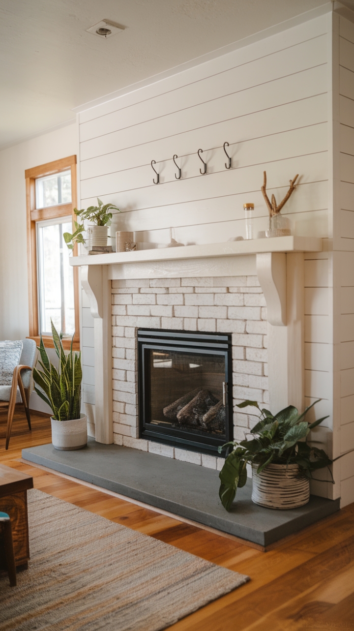 Cozy Modern Rustic Fireplace with Clean Lines and Warmth