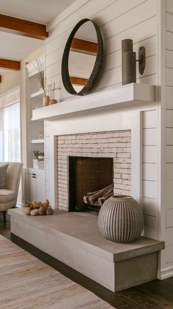 Modern Rustic Fireplace with Contemporary Flair