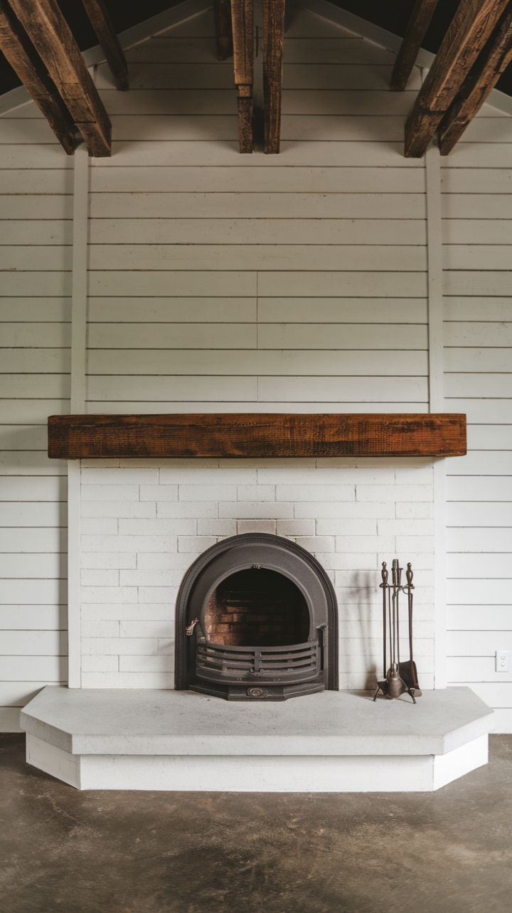 Rustic Modern Fireplace with Bold Round Opening