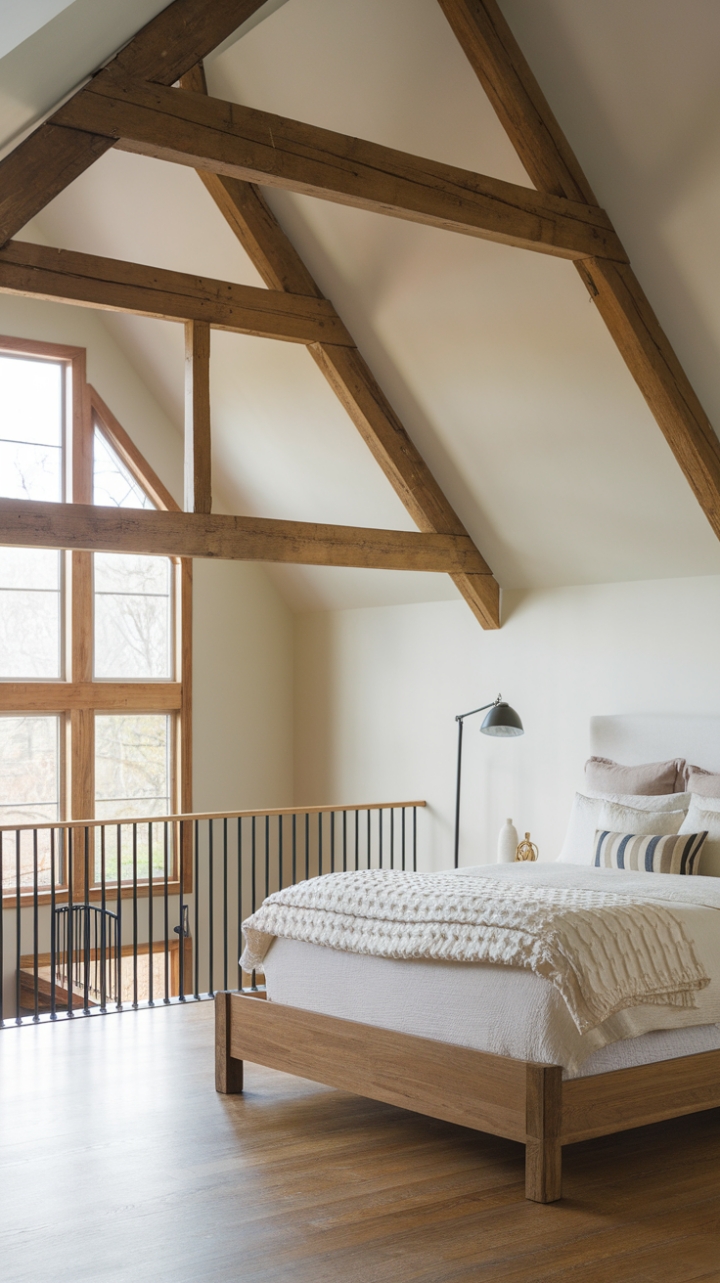 Airy Farmhouse Retreat with Exposed Beams and Natural Light