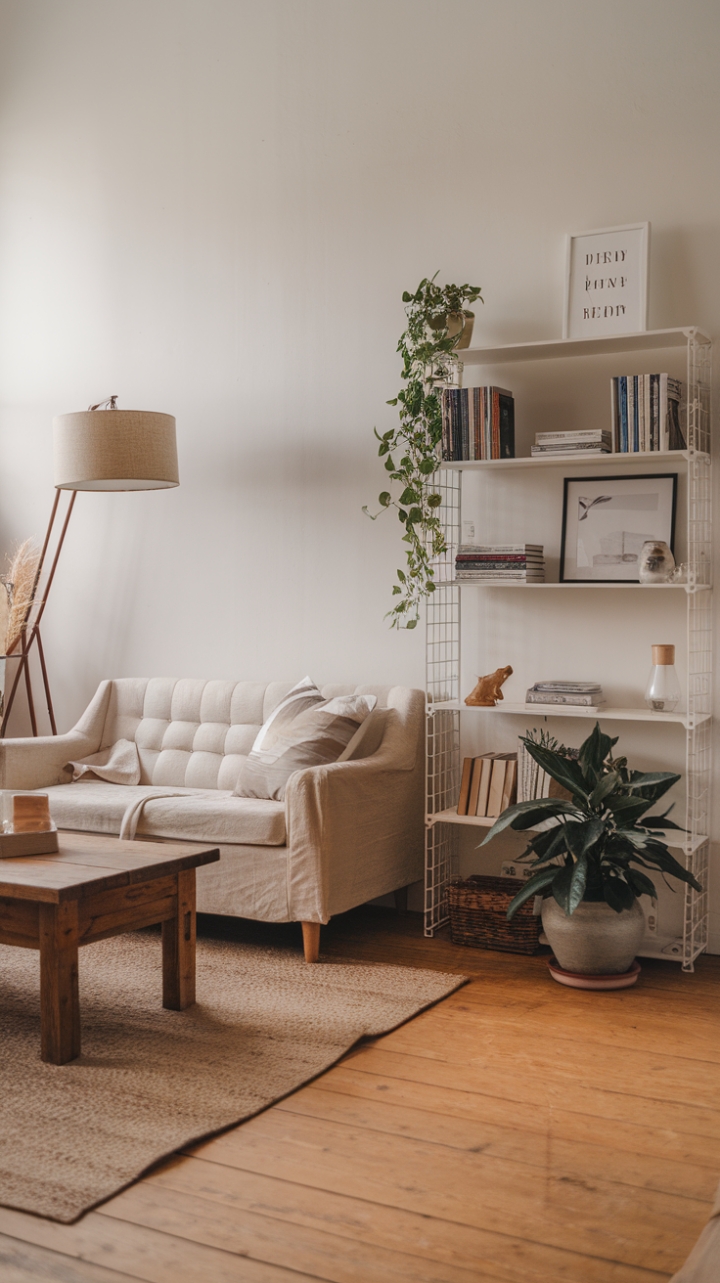 Rustic Charm Meets Scandinavian Simplicity in a Serene Living Room
