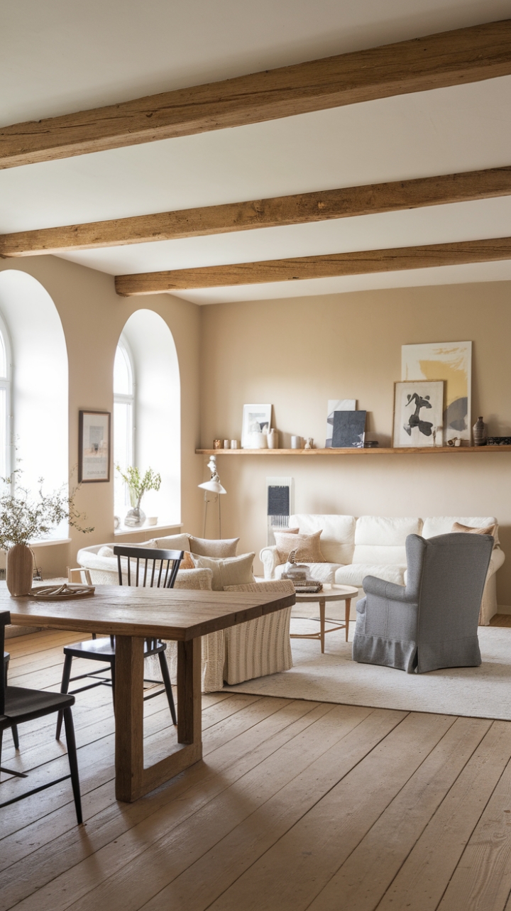 Warm Minimalism in a Scandinavian Farmhouse Living Space