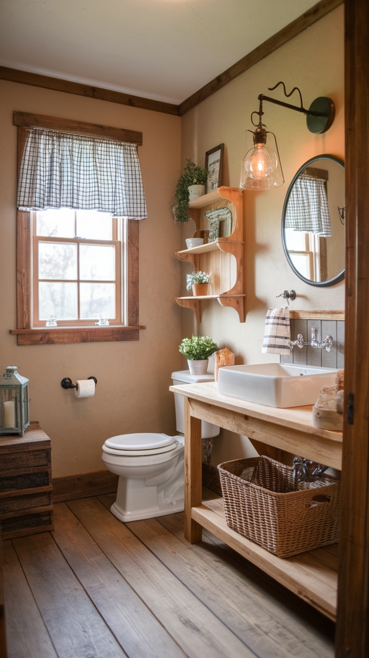 Timeless Elegance: Rustic and Vintage Details in a Cozy Powder Room