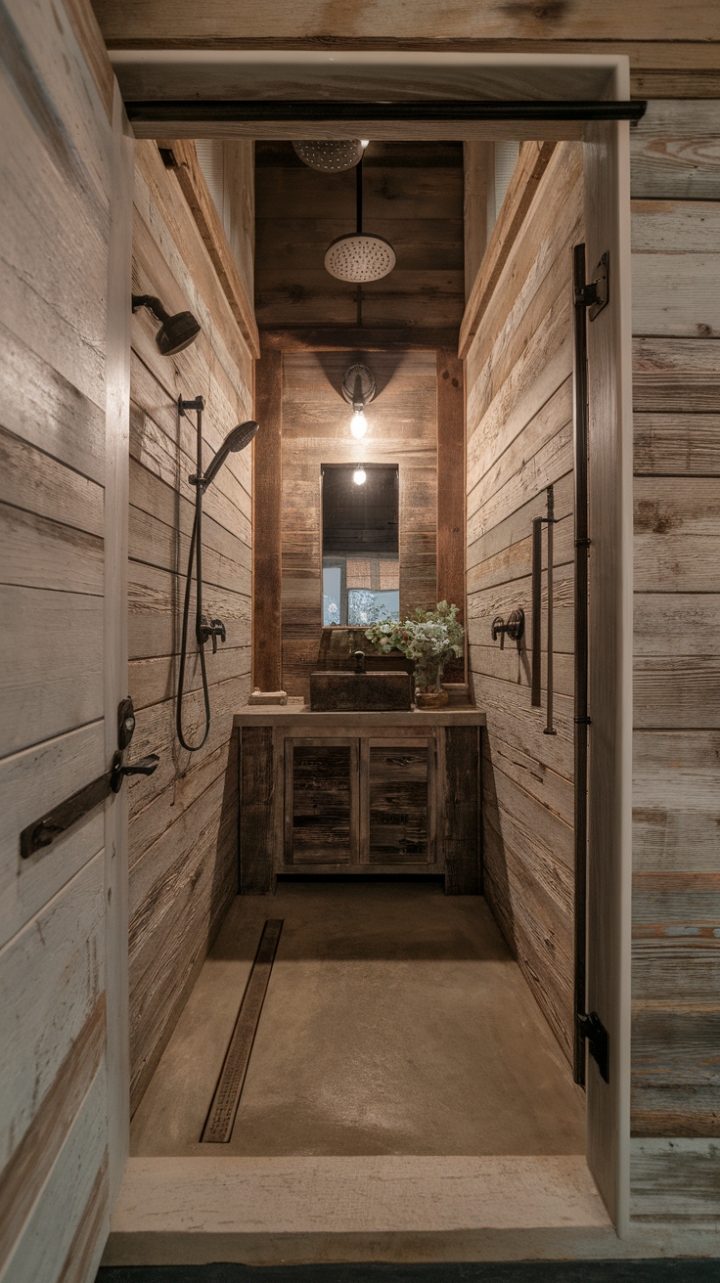 Rustic Serenity: A Seamless Rain Shower Retreat