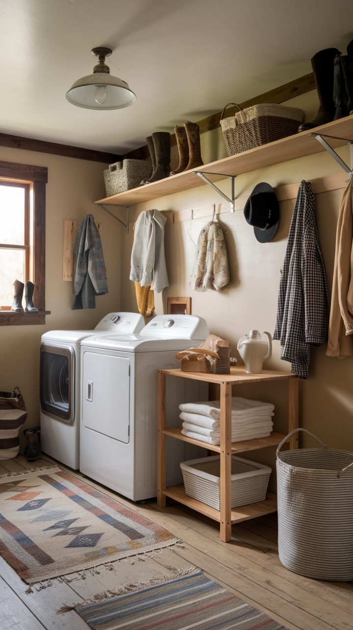 Practical Elegance: Rustic Laundry Room with Vintage Touches