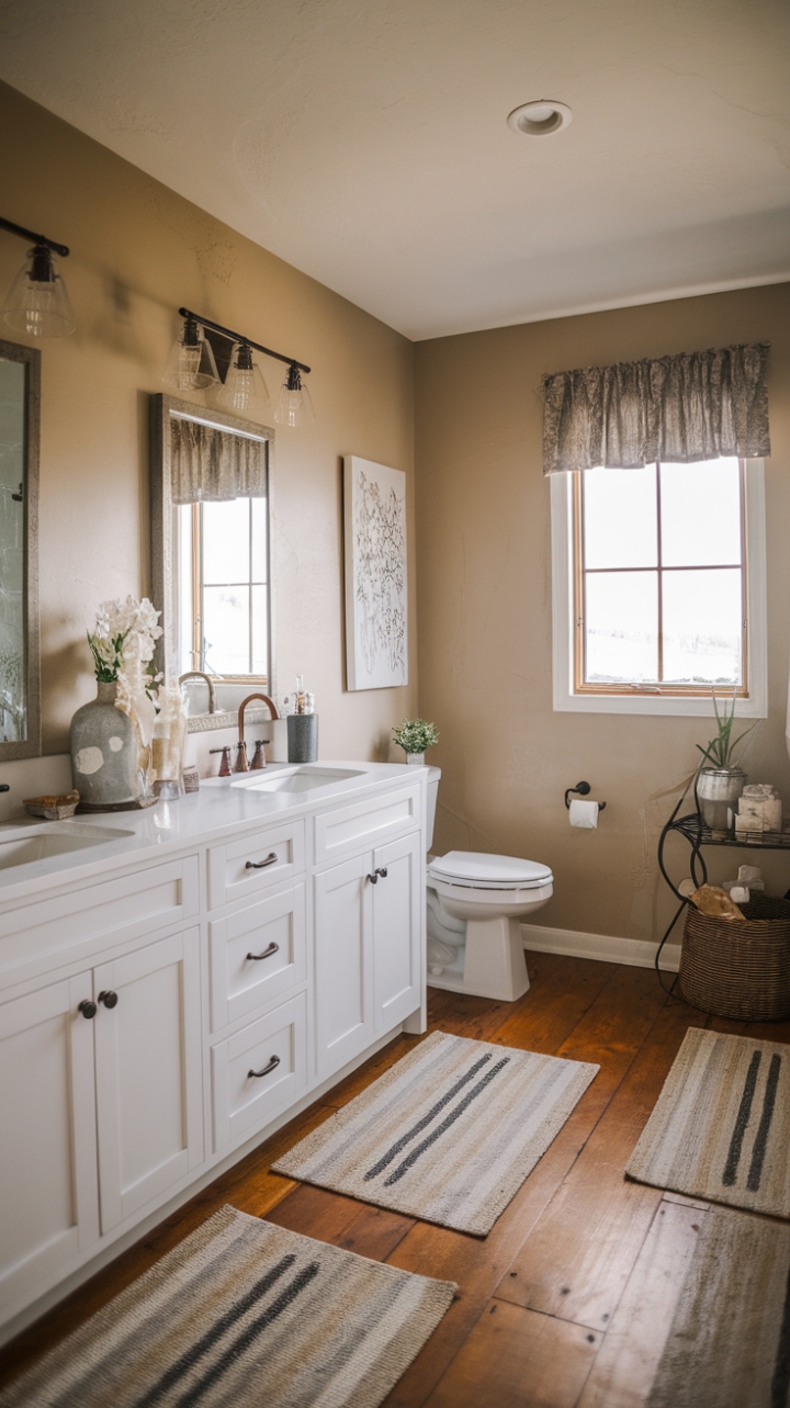 Warmth and Elegance in a Contemporary Farmhouse Bathroom