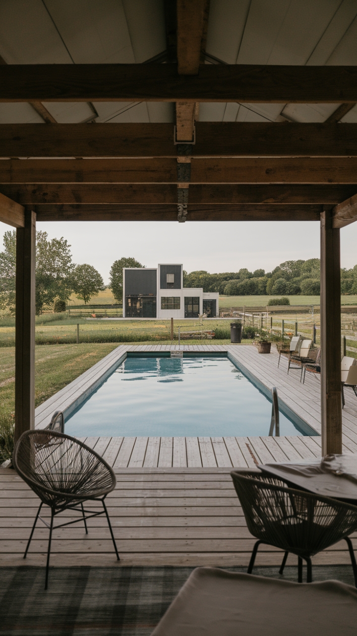 Rustic Pool Paired with Modern Farmhouse Charm