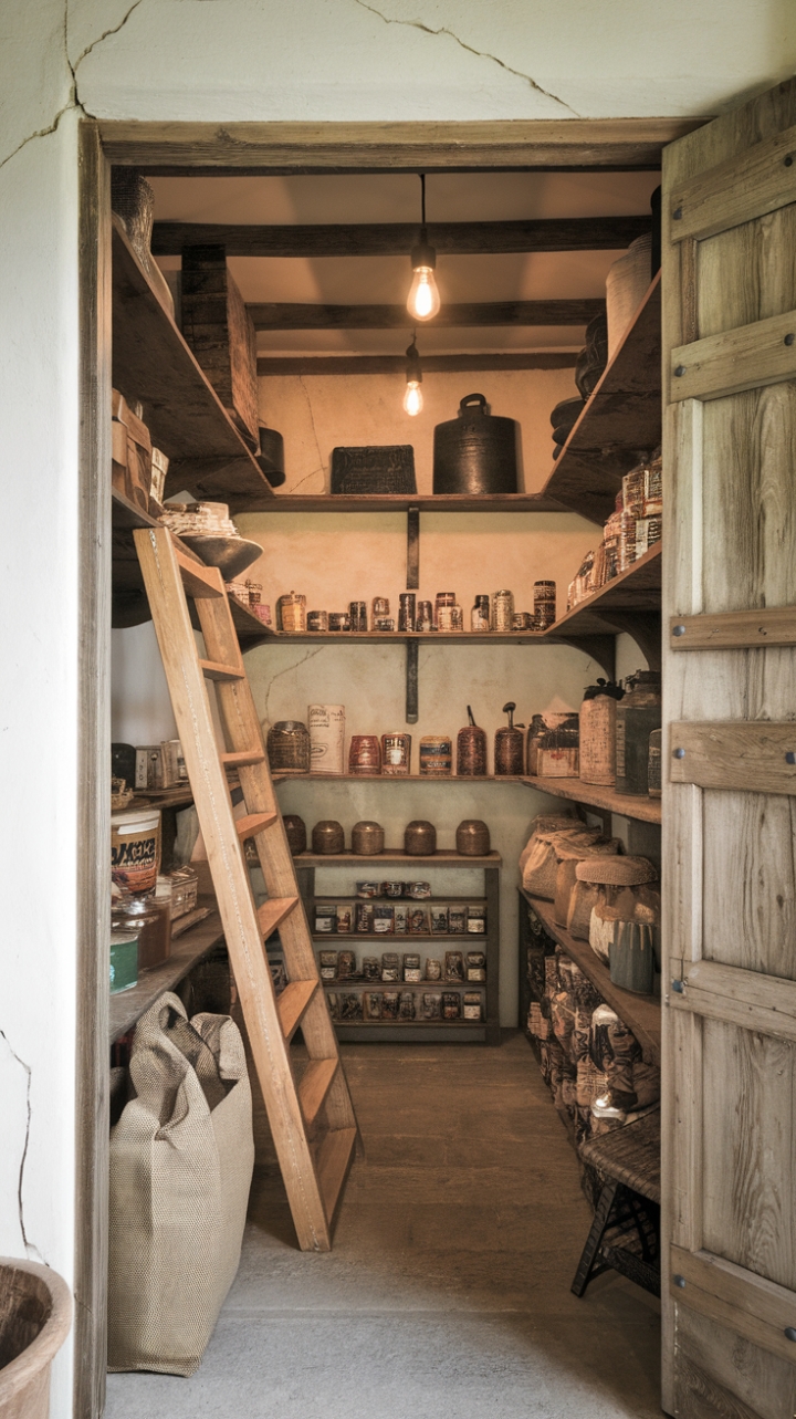 Rustic Charm Pantry with Vintage Details