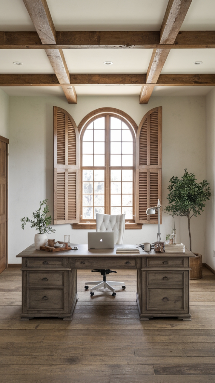 Balanced Warmth and Crisp Elegance in Home Office