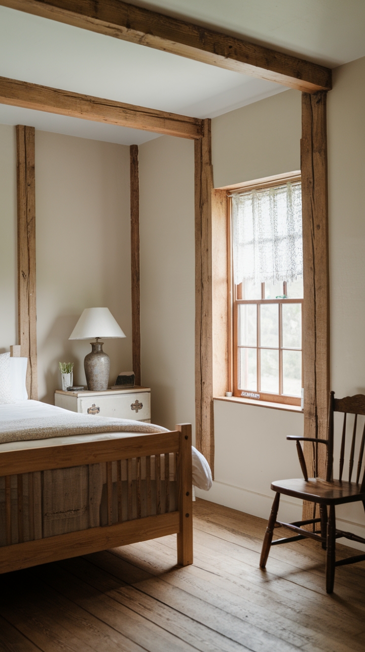Rustic Elegance: Welcoming Guests with White Walls and Wooden Beams