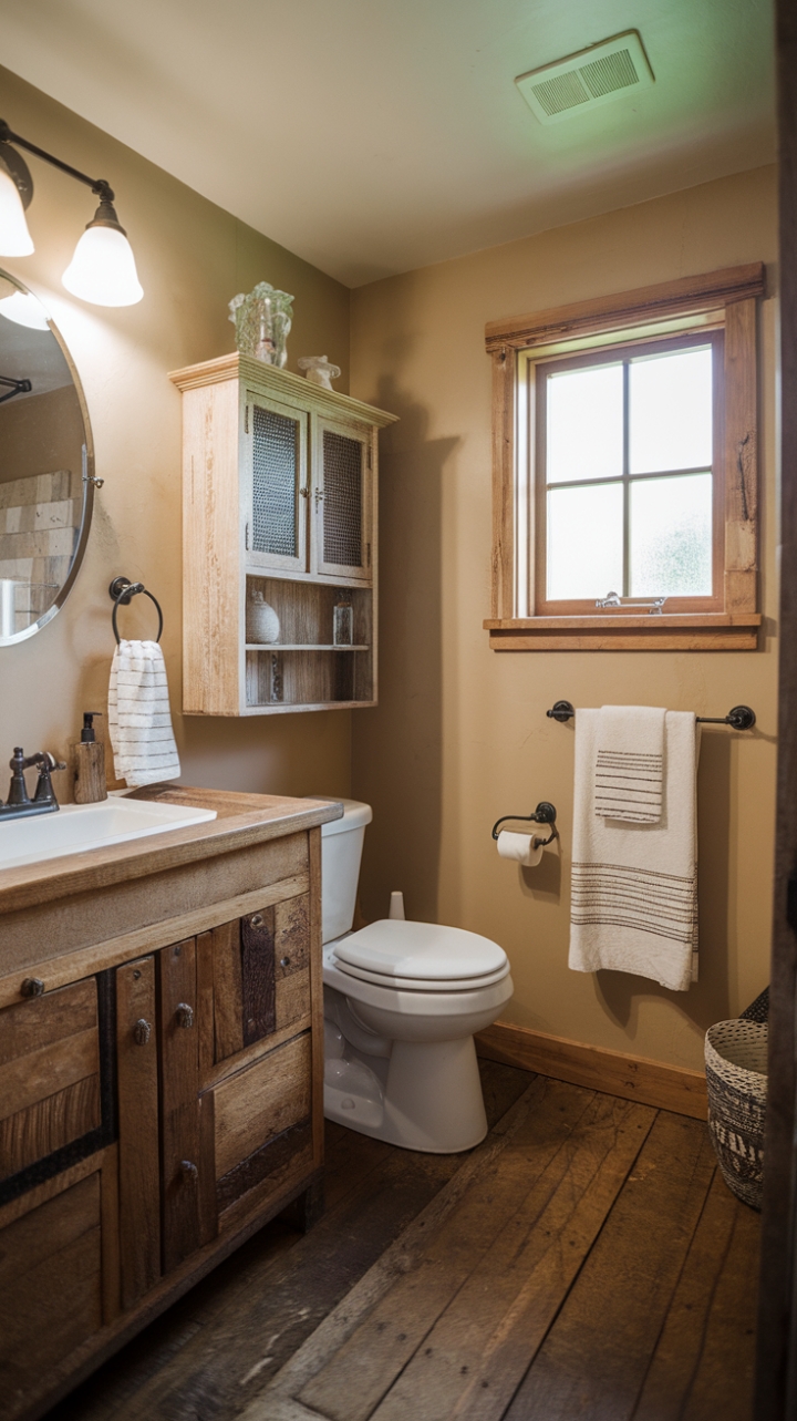 Fresh and Cozy Rustic Guest Bathroom with Natural Charm