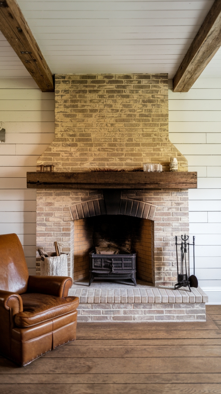 Timeless Country Comfort with Brick, Wood, and Leather