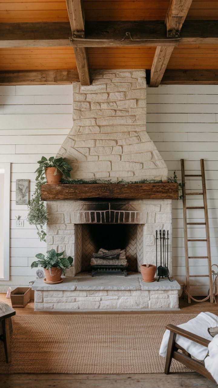 Timeless Country Living with Wood Beams and Warm Textures