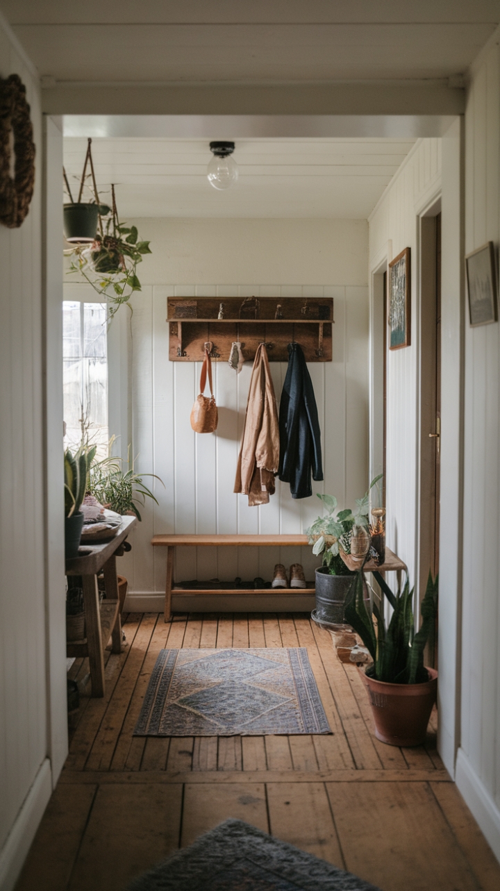 Farmhouse Charm: A Serene and Functional Entryway