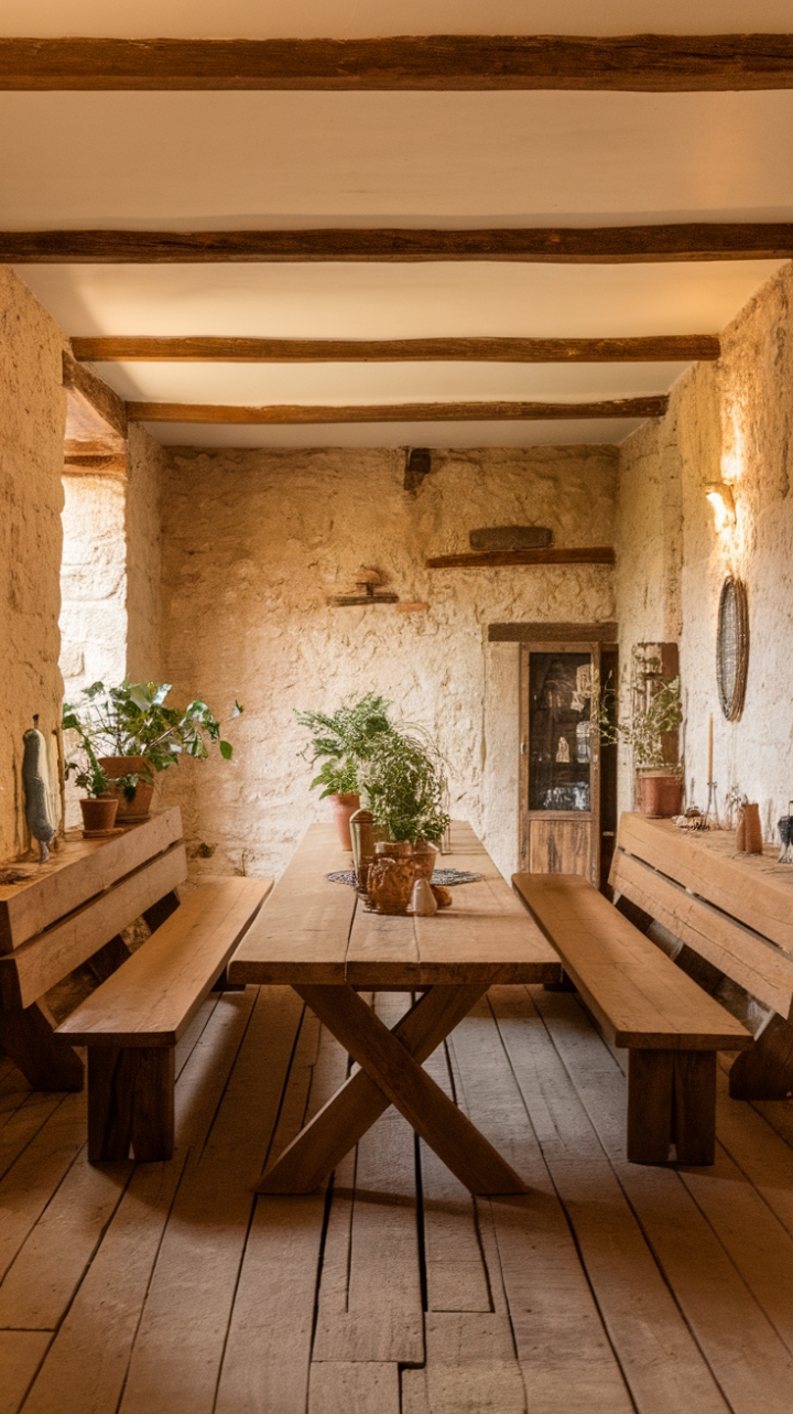 Farmhouse Charm: Rustic Dining with Warmth and Character