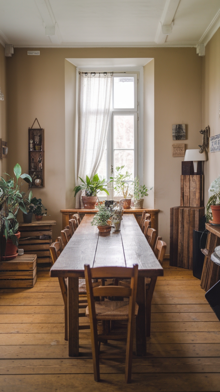 Cozy Wooden Table Setting for Gatherings