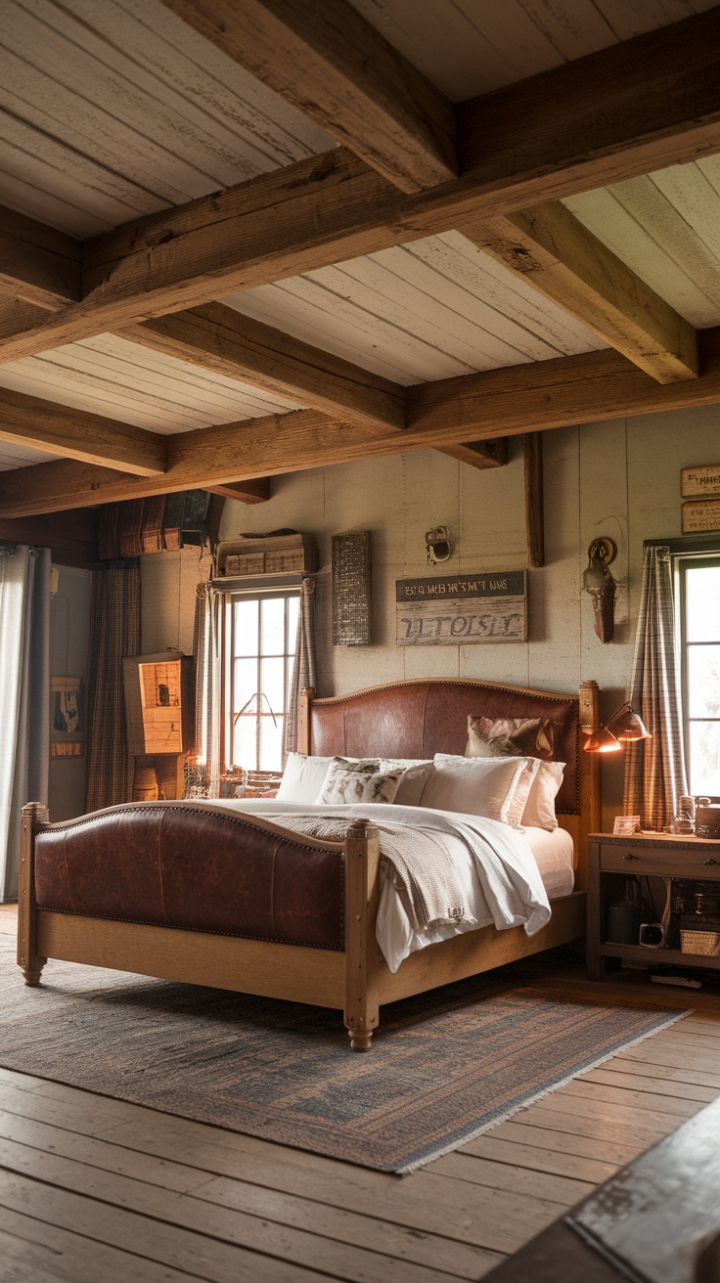 Vintage-Inspired Cozy Bedroom with Natural Wood Touches