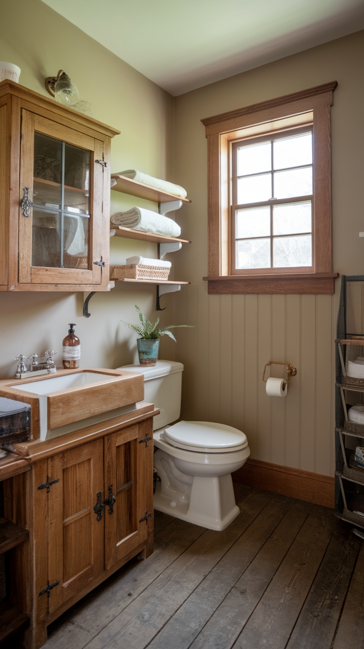 Warmth and Character in a Rustic Half Bath