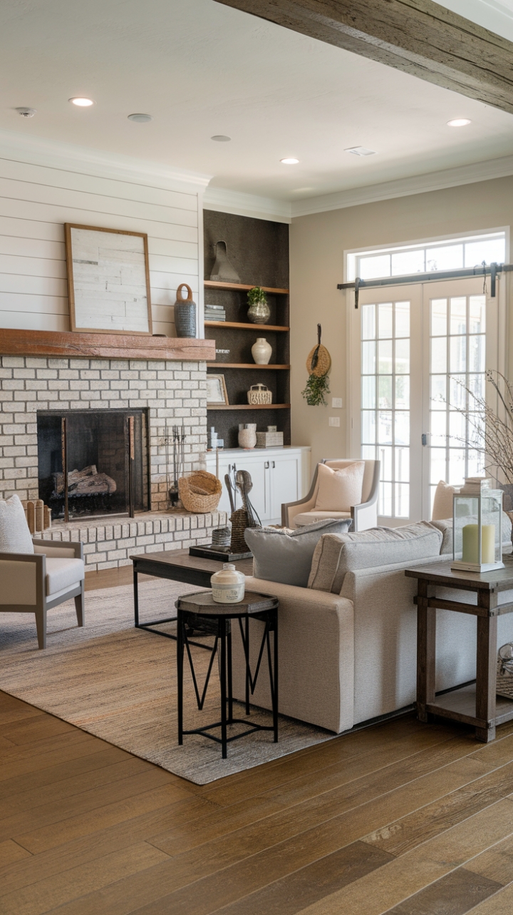 Charming Modern Farmhouse Living Room with Rustic Elegance