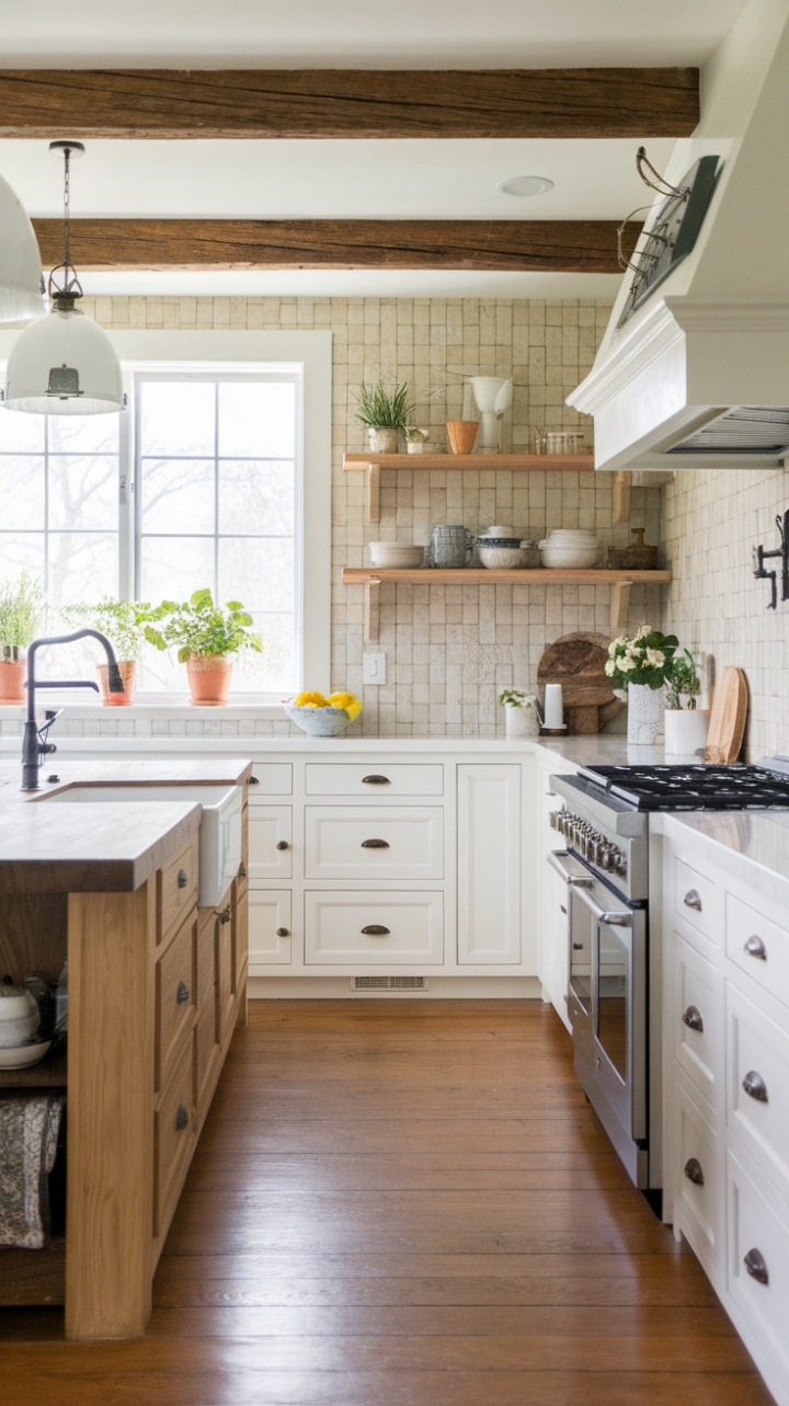 Warm and Inviting Farmhouse Kitchen with Natural Elements