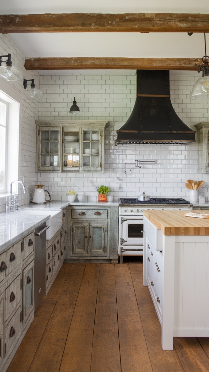 Rustic Meets Refinement: A Modern Farmhouse Kitchen with Vintage Charm
