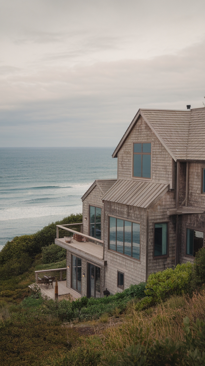 Hillside Coastal Retreat with Modern Rustic Charm