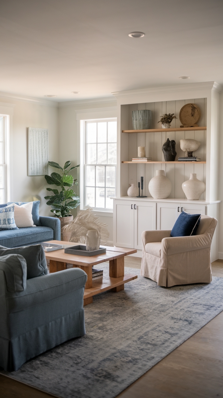 Coastal Farmhouse Elegance: A Cozy and Stylish Living Room