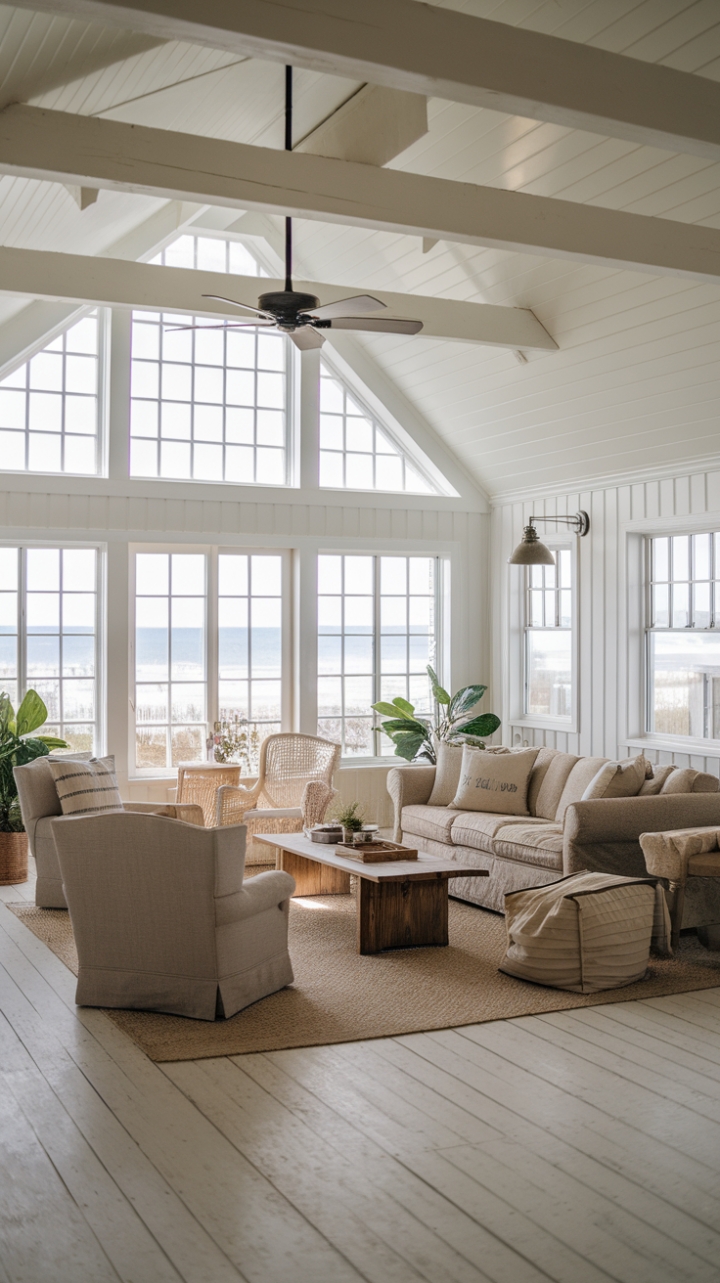 Coastal Calm: A Sunlit Rustic Living Room