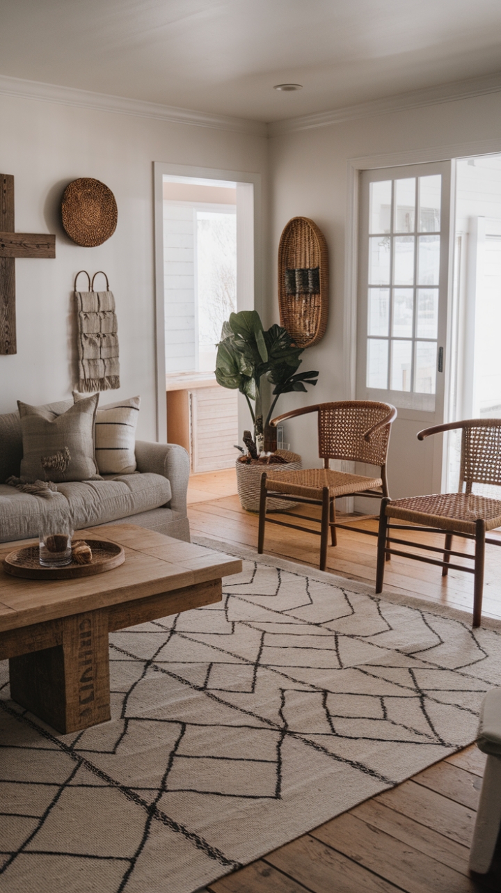 Coastal Charm and Modern Farmhouse Style Blend in Inviting Living Room