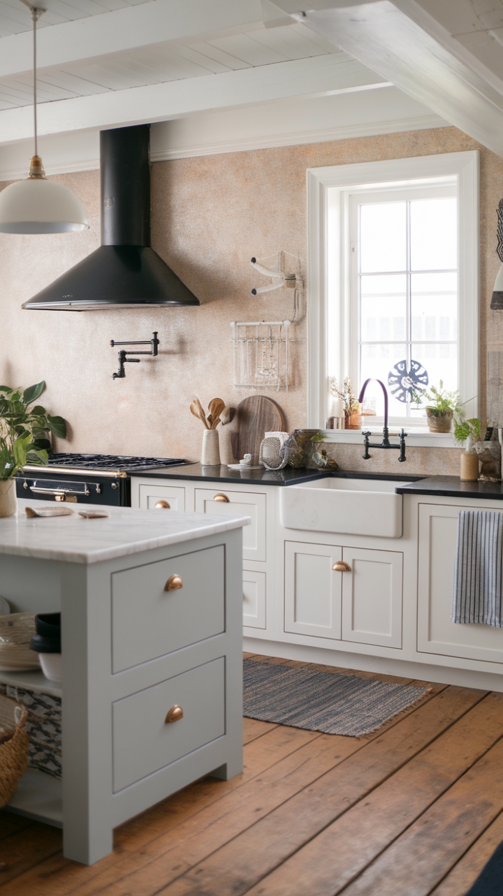 Serene Coastal Farmhouse Kitchen with Light, Texture, and Warmth