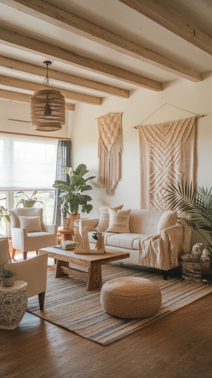 Boho Farmhouse Living Room: A Cozy, Serene Retreat