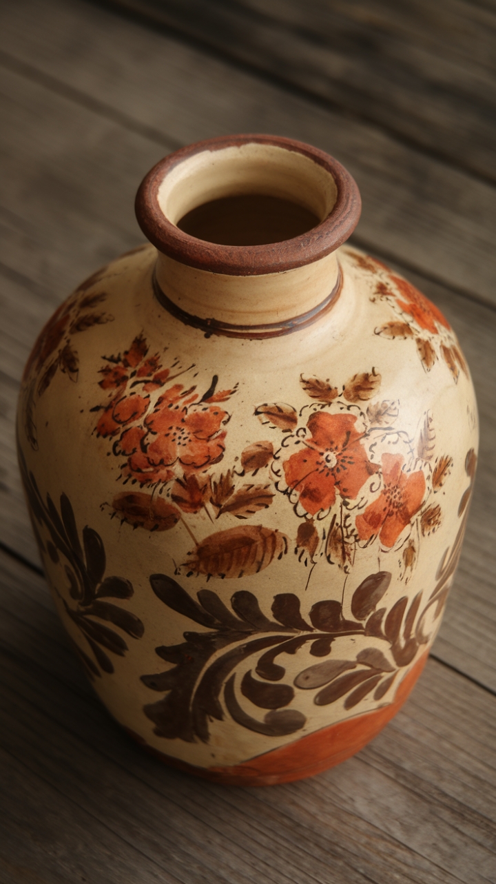 Rustic Elegance: Earth-Toned Floral Vase