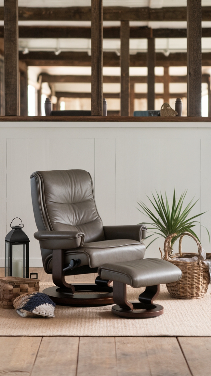 Rustic Recliner: A Cozy Haven in Natural Wood and Leather