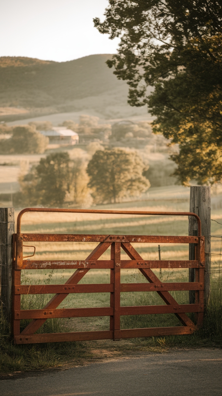 Rustic Red Gate: A Warm Welcome to Tranquil Hills