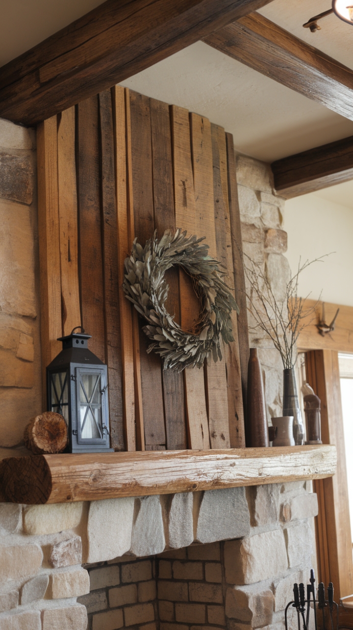 Rustic Charm: Reclaimed Wood Mantel for a Cozy Country Look