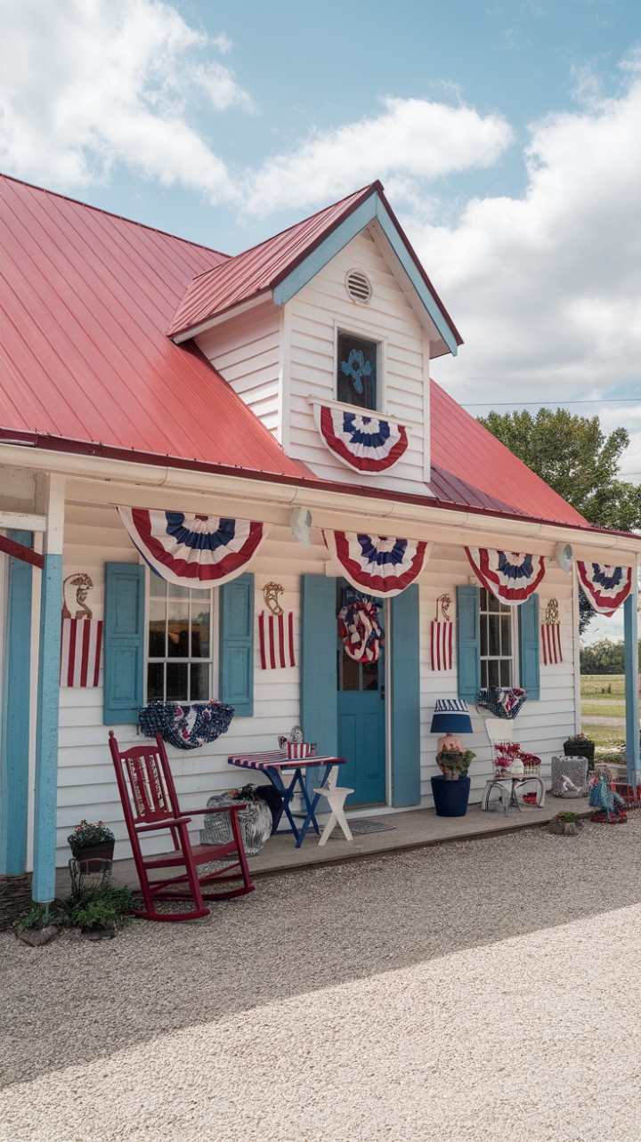 Vintage Americana: A Festive Farmhouse in Red, White, and Blue