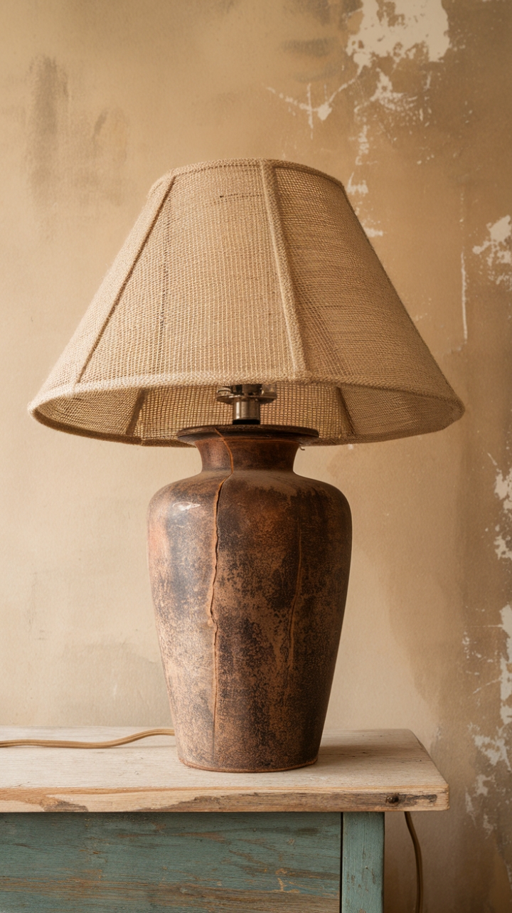 Embrace Imperfection: Charming Rustic Lamp with Distressed Finish