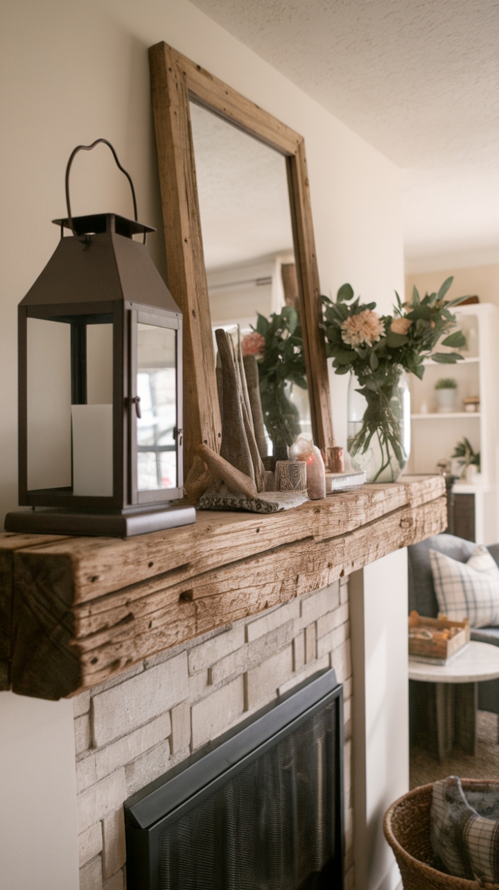 Rustic Charm: Reclaimed Barn Beam Mantel as a Cozy Focal Point