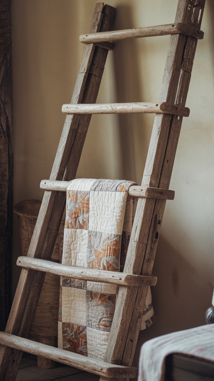 Chic Rustic Ladder for Cozy Blanket Display