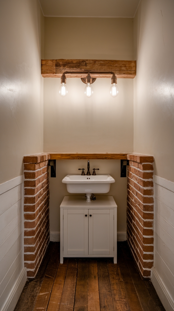 Timeless Farmhouse Bathroom with Rustic and Modern Elements