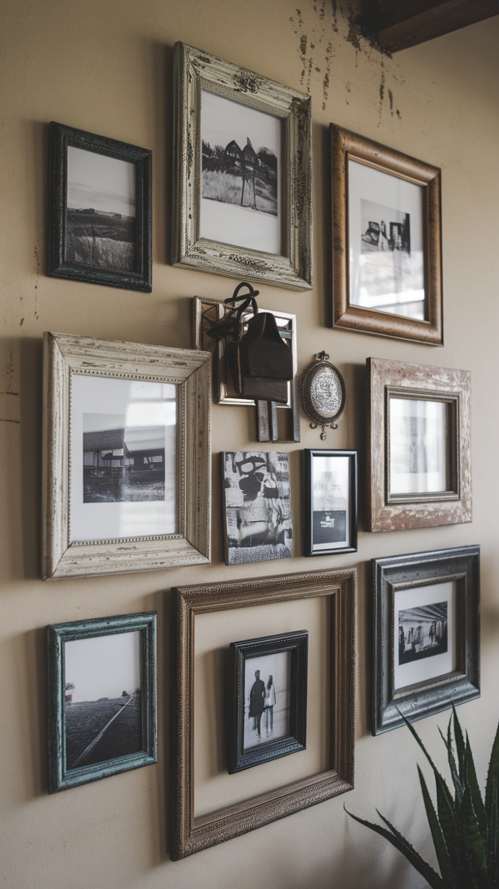 Timeless Memories: A Vintage Photo Wall as a Focal Point