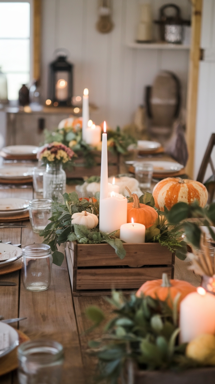 Inviting Country-Style Dining Setting with Wooden Crates and Fresh Flowers