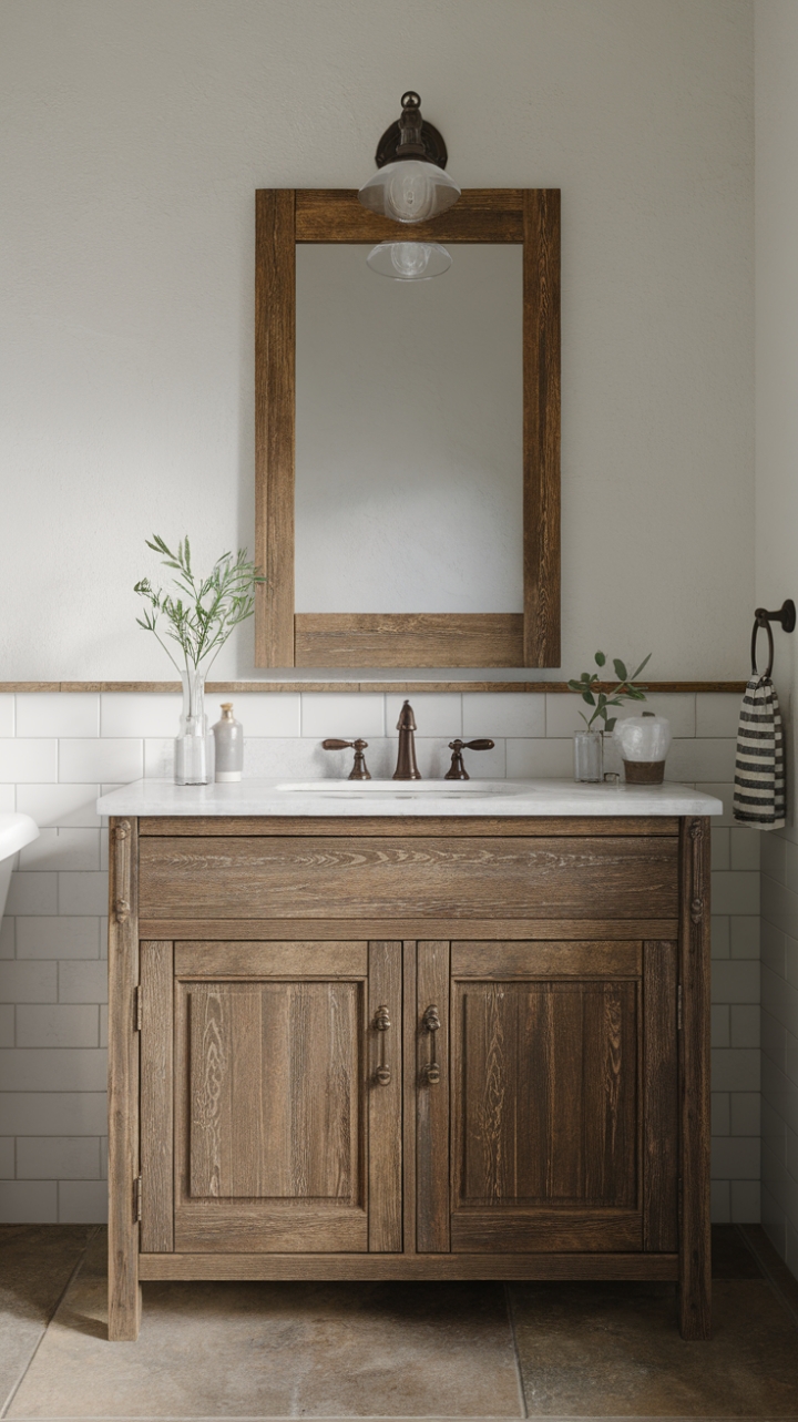 Vintage-Inspired Vanity Enhances Rustic Charm