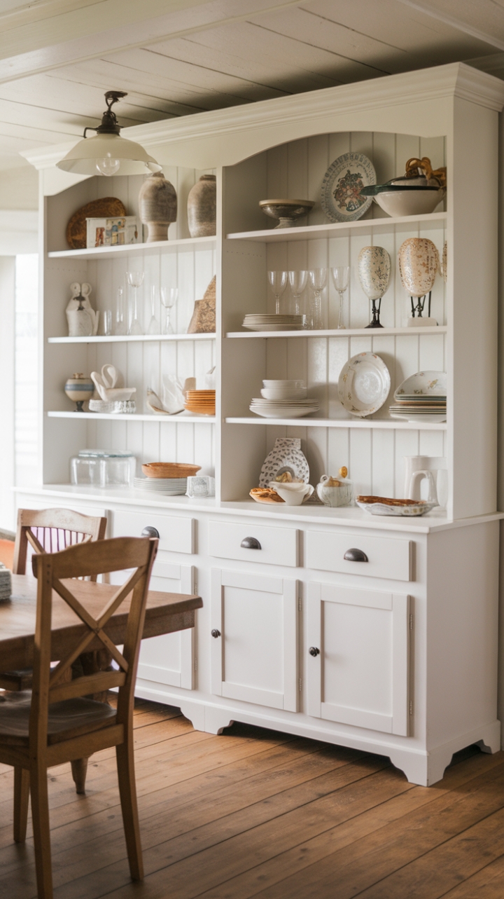 A Classic White Hutch Completes a Warm, Inviting Dining Space
