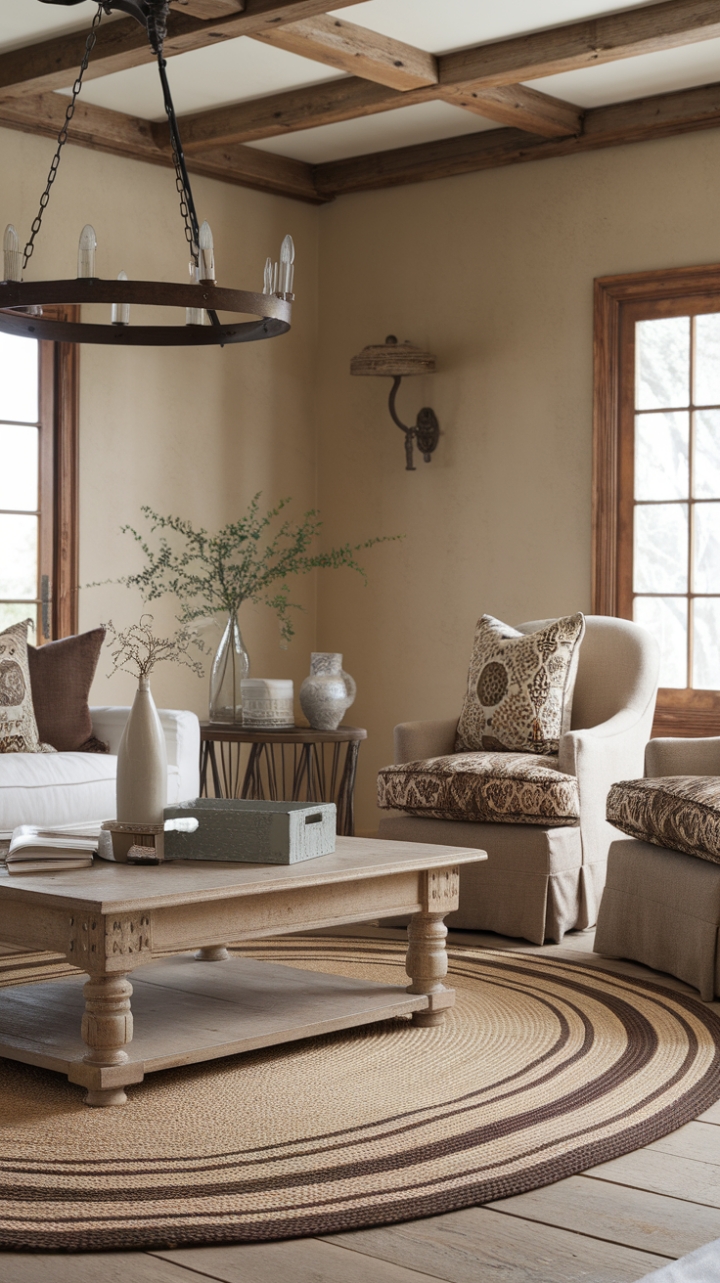 Charming Vintage Farmhouse Living Room Design
