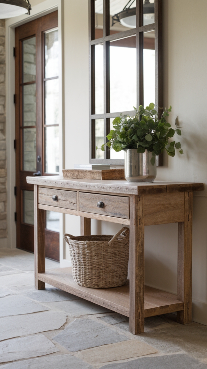 Rustic Farmhouse Console: Warm Welcome for Your Foyer