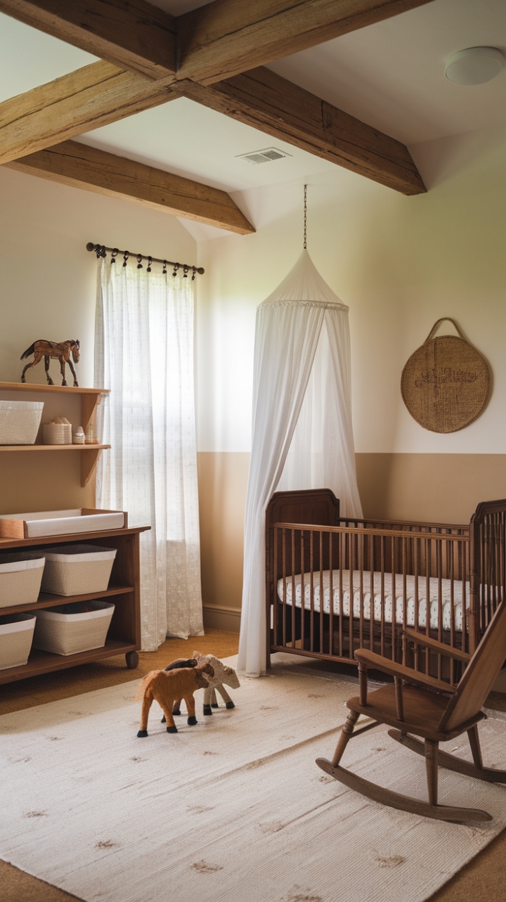 Rustic Charm Meets Modern Farmhouse in a Serene Nursery